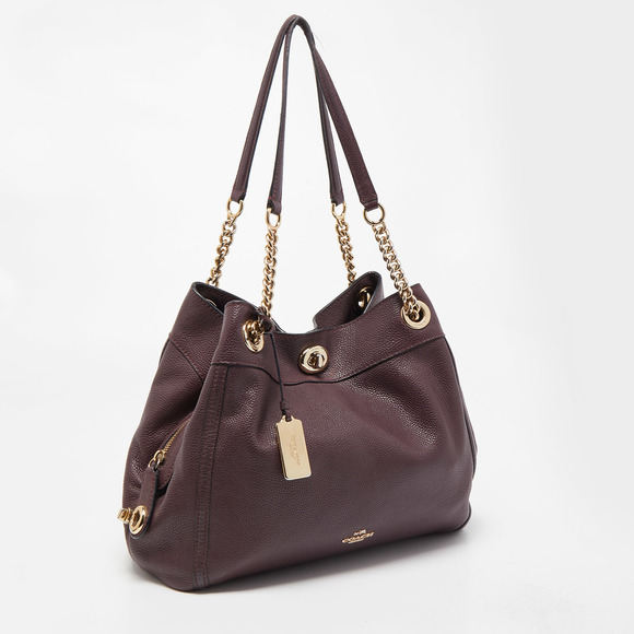COACH Plum Leather Turnlock Edie Shoulder Bag - Picture 3 of 8